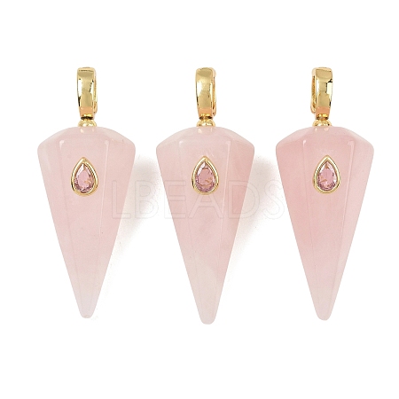 Natural Rose Quartz Pointed Pendants GG-CBA19F2-02G-05-1