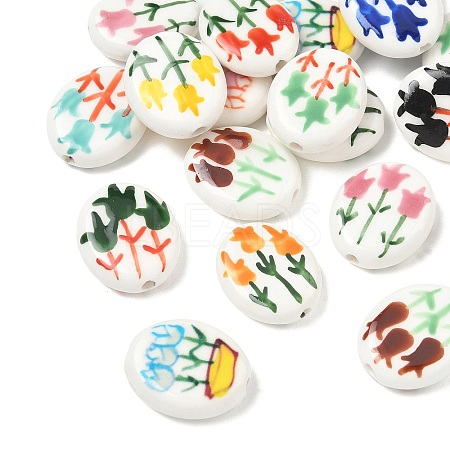 Printed Handmade Porcelain Beads PR-CBAE468-04-1