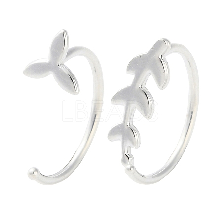 999 Fine Silver Leaf Pull Through Earrings EJEW-P296-27S-1