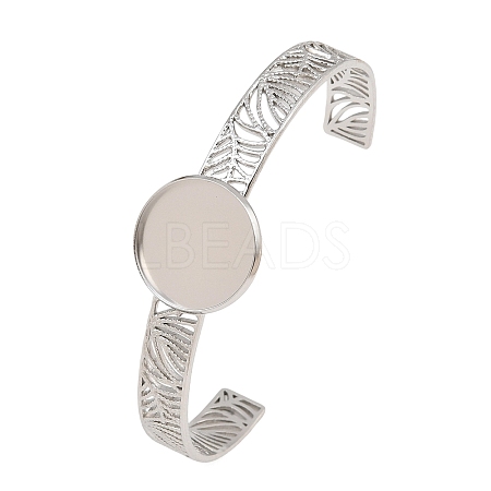 304 Stainless Steel Blank Cuff Bangle Bases with Flat Round Tray SA-CBA82C8-04C-P-1