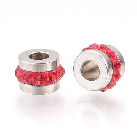201 Stainless Steel Polymer Clay Rhinestone Inlaid Beads RB-R052-08-1