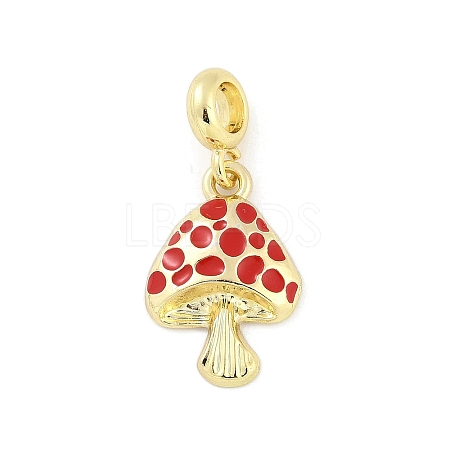 Brass Red Enamel Vegetable European Dangle Charms KK-Z090-06G-03-1