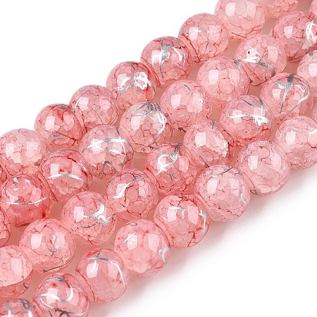 Drawbench Crackle Glass Beads Strands GLAA-N006-8mm-10-1