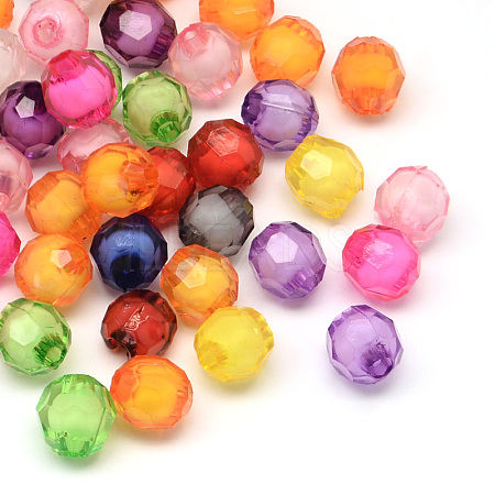 Faceted Round Transparent Acrylic Beads TACR-Q010-8mm-M-1