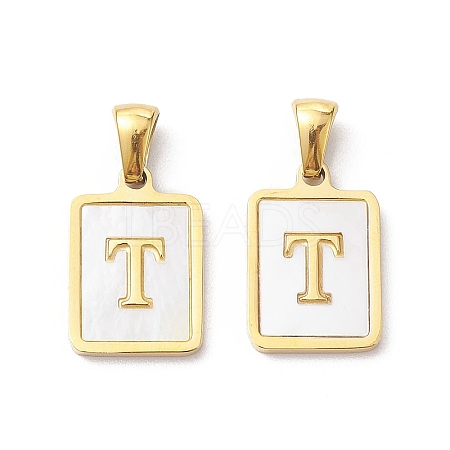 Ion Plating(IP) 304 Stainless Steel Pave Shell Pendants X-STAS-G327-01G-T-1