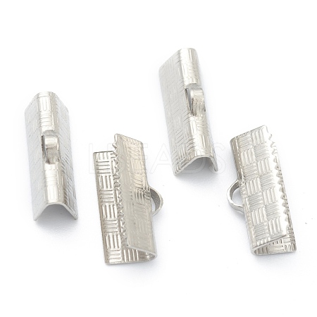 304 Stainless Steel Ribbon Crimp Ends STAS-H158-B02-P-1