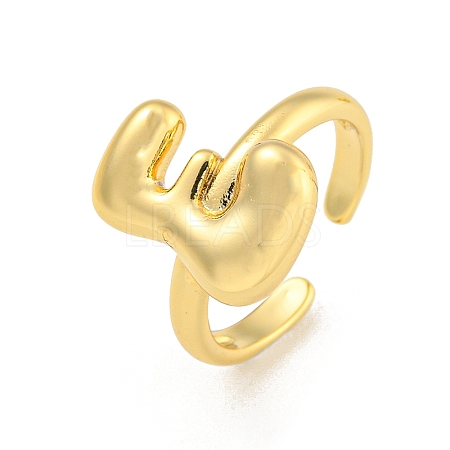 Brass Letter Open Cuff Rings for Women RJEW-G313-01E-G-1