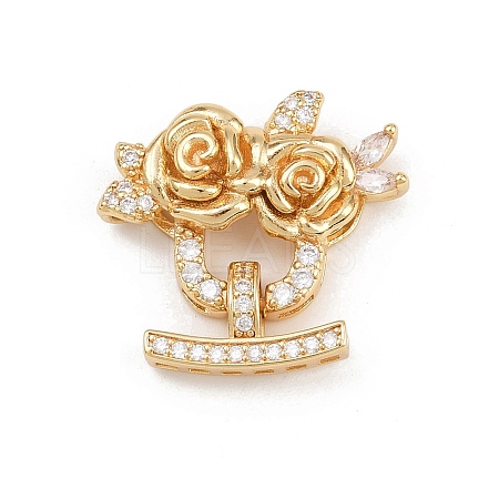 Brass Micro Pave Clear Cubic Zirconia Fold Over Clasps KK-C075-39G-1