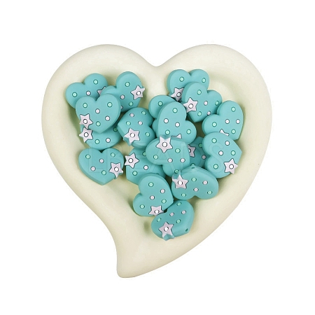 Heart Food Grade Eco-Friendly Silicone Beads PW-WG51534-07-1