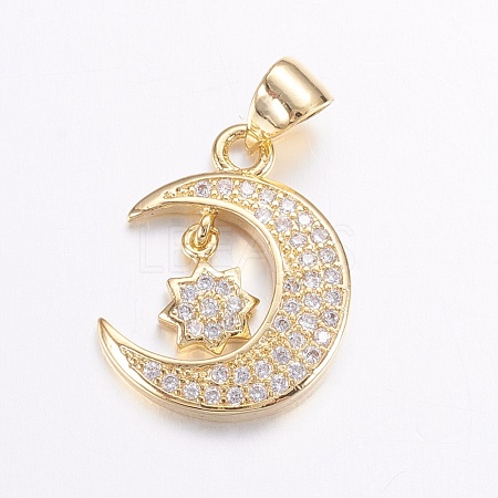 Brass Micro Pave Cubic Zirconia Pendants ZIRC-G125-55G-1