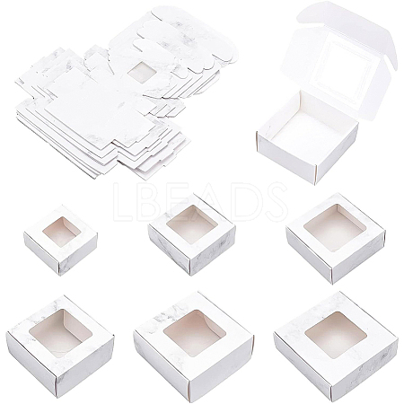 BENECREAT 24Pcs 6 Styles Paper with PVC Candy Boxes CON-BC0002-14B-1