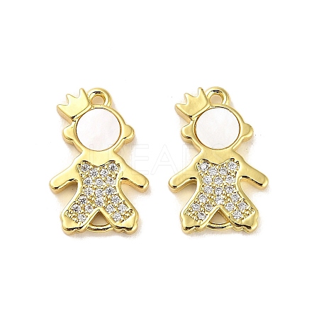 Brass Micro Pave Clear Cubic Zirconia Prince Connector Charms KK-K365-15B-G-1