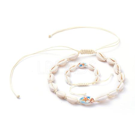 Braided Bead Style Bracelets & Necklaces Jewelry Sets SJEW-JS01091-03-1