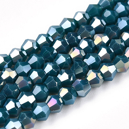 Opaque Solid Color Electroplate Glass Beads Strands X-EGLA-A039-P2mm-B18-1