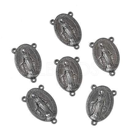Holy Oval Carved Virgin Mary Tibetan Style Alloy Chandelier Component Links TIBEP-LF0961YKG-B-FF-1