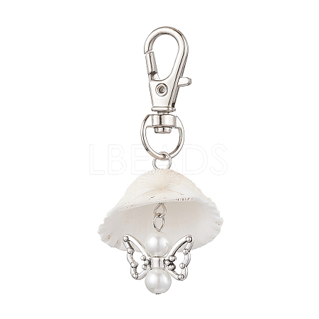 Angel Alloy & Natural Shell Pendant Decorations HJEW-JM02016-03-1