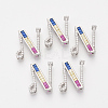 Brass Cubic Zirconia Slide Charms ZIRC-S063-01N-P-1