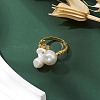 Round Natural Pearl Adjustable Rings RJEW-P113-06G-4