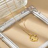 Brass & Acrylic Greek goddess Flat Round Pendant Necklaces NJEW-R018-01G-3