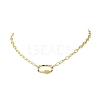 Brass Paperclip Chain Necklaces with Colorful Cubic Zirconia Oval Carabiner Locks for Women NJEW-JN06462-2