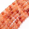 Frosted Natural Red Agate Beads Strands G-F372-8mm-1