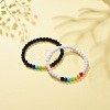 2Pcs 2 Colors Acrylic Round Beaded Stretch Bracelets Set for Women BJEW-JB08555-01-2