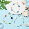 3Pcs 3 Color Glass Evil Eye & Synthetic Turquoise Starfish Link Chain Bracelets Set BJEW-TA00428-2