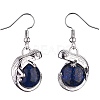 Natural Dyed Lapis Lazuli Chameleon Dangle Earrings with Crystal Rhinestone EJEW-A092-10P-01-2