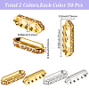 100Pcs 2 Colors Brass Crystal Rhinestone Spacer Bars ALRI-SC0001-61A-2