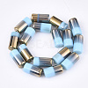 Half Electroplate Opaque Glass Beads Strands EGLA-S177-02F-2