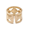 Ion Plating(IP) 304 Stainless Steel Rhombus Open Cuff Rings for Women RJEW-G285-31G-3