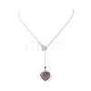 5Pcs 5 Style Natural Mixed Gemstone Heart Lariat Necklaces Set NJEW-JN04269-5