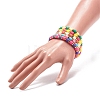 5Pcs 5 Colors Column Polymer Clay Stretch Beaded Bracelets BJEW-JB08765-5