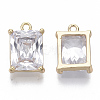 Brass Cubic Zirconia Charms KK-S348-503-NF-2