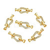 Brass Pave Clear Cubic Zirconia Fold Over Clasps KK-N259-18-2