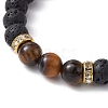 Natural Lava Rock & Tiger Eye Braided Bead Bracelets BJEW-JB09729-01-3