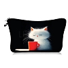 Polyester Cartoon Afternoon Tea Cat Printed Cosmetic Zipper Cluthch Bags PW-WG8E879-01-1