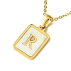 Ion Plating(IP) Rectangle with Initial Letter 304 Stainless Steel Pendant Necklace NJEW-R265-04G-R-1