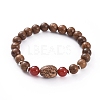 Unisex Wood Beads Stretch Bracelets BJEW-JB04958-01-1