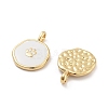 Flat Round with Paw Print Pattern Rack Plating Brass Enamel Pendants KK-G512-12G-2