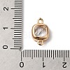 Brass Pave Clear Glass Connector Charms KK-C062-102G-3