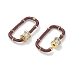 Oval Brass Micro Pave Clear Cubic Zirconia Locking Carabiner KK-H256-01G-02-2