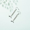 Curb Chains with Brass Charm Long Dangle Earrings EJEW-JE04963-03-3