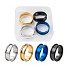 4 Colors Stainless Steel Grooved Finger Ring Settings STAS-TA0001-26E-2