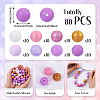 80Pcs 8 Styles Round Food Grade Silicone Beads SIL-TA0002-07-4