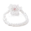 Snowflake Handmade Glass Seed Beads Stretch Rings for Women RJEW-MZ00027-5