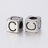 304 Stainless Steel Large Hole Letter European Beads LS-STAS-H428-01AS-C-2