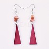 Pear Wood Dangle Earring EJEW-JE03156-05-1