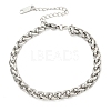 304 Stainless Steel Wheat Chain Bracelets for Women BJEW-G707-01P-1