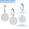 4 Pairs Brass Textured Flat Round Leverback Earrings EJEW-HS0001-22P-4